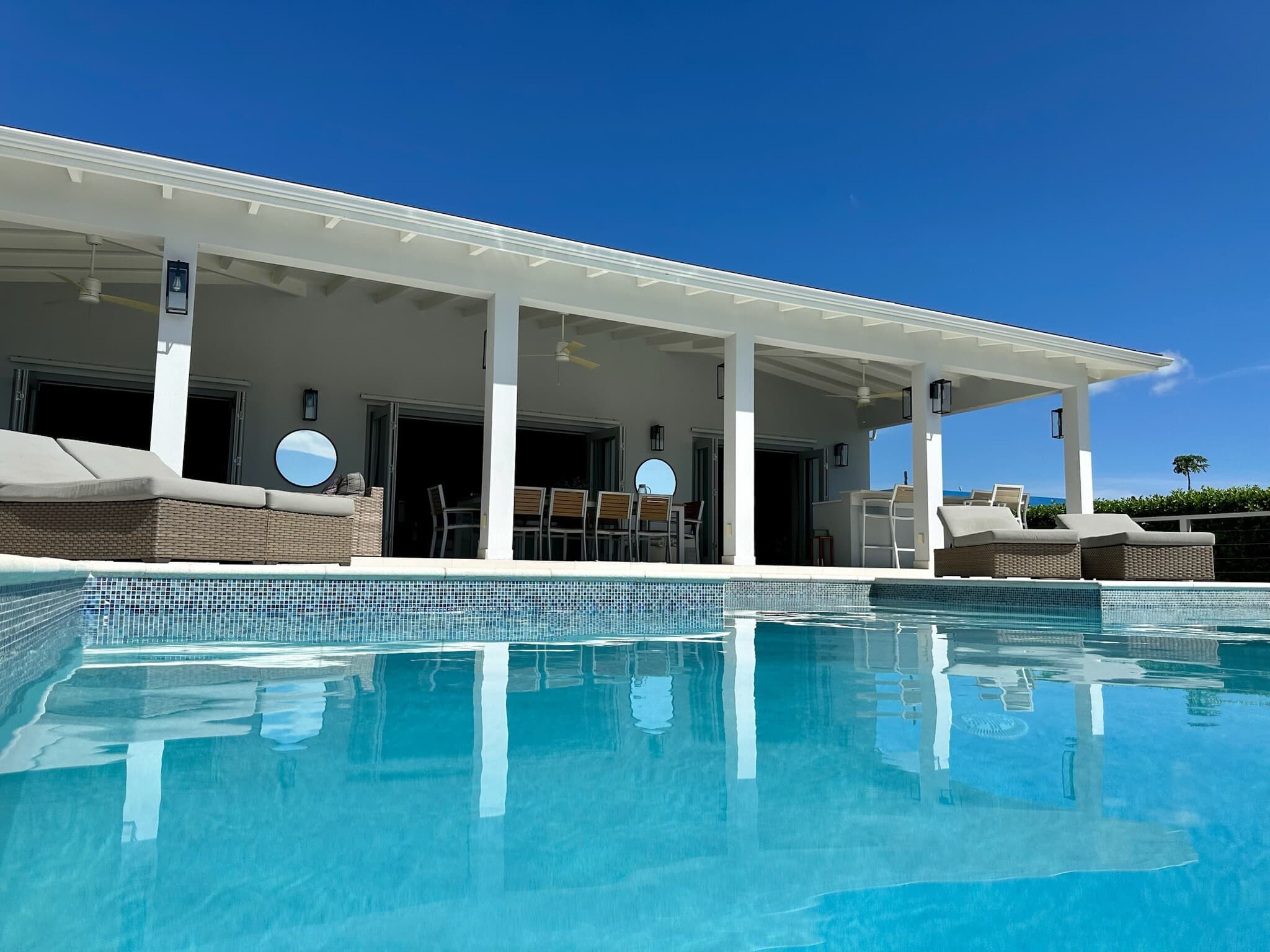 Coco Palms pool and covered waterfront terrace